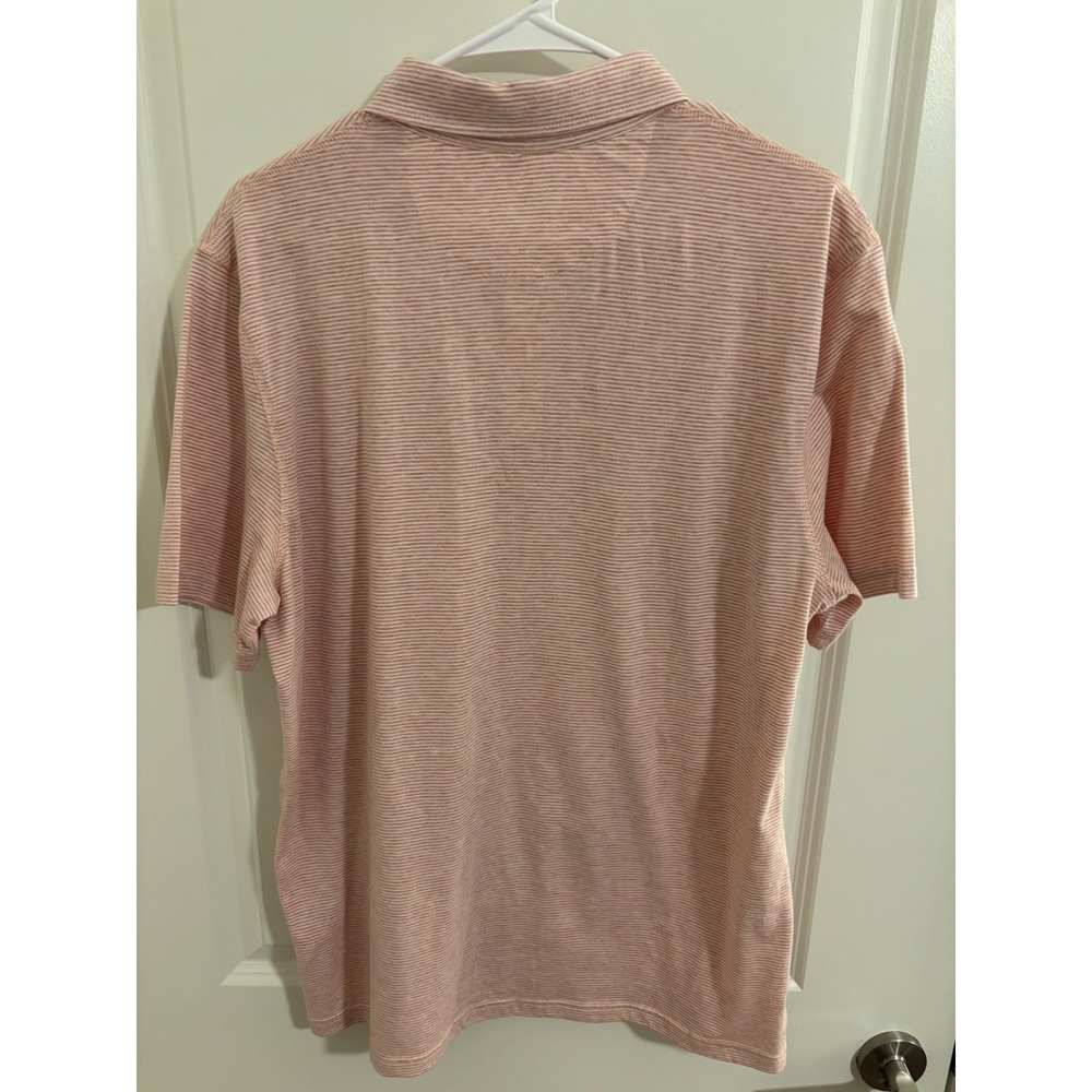 Rails Sebastian Coral Stripe Polo Shirt Mens Large Pink White EUC - Picture 6 of 6